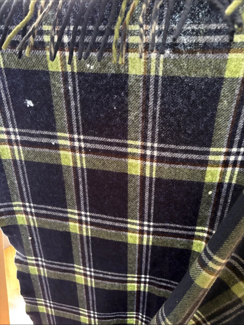 Pendleton Plaid Fringe Throw Blanket - Navy and Green